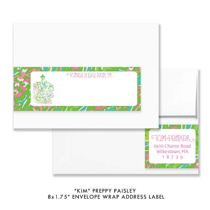 "Kim" Preppy Paisley Envelope Wrap Address Labels