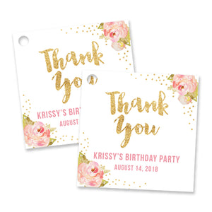 "Krissy" White Birthday Party Favor Tags