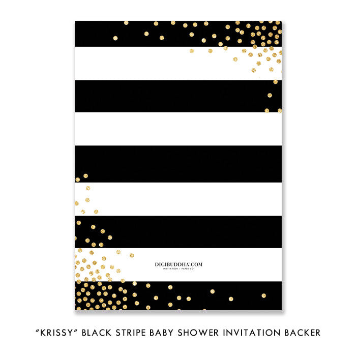 "Krissy" Black Stripe Baby Shower Invitation