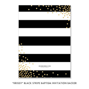 "Krissy" Black Stripe Baptism Invitation