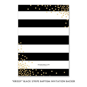 "Krissy" Black Stripe Baptism Invitation