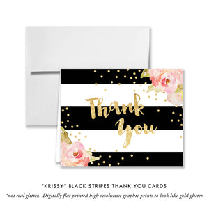 "Krissy" Black Stripes Thank You Card