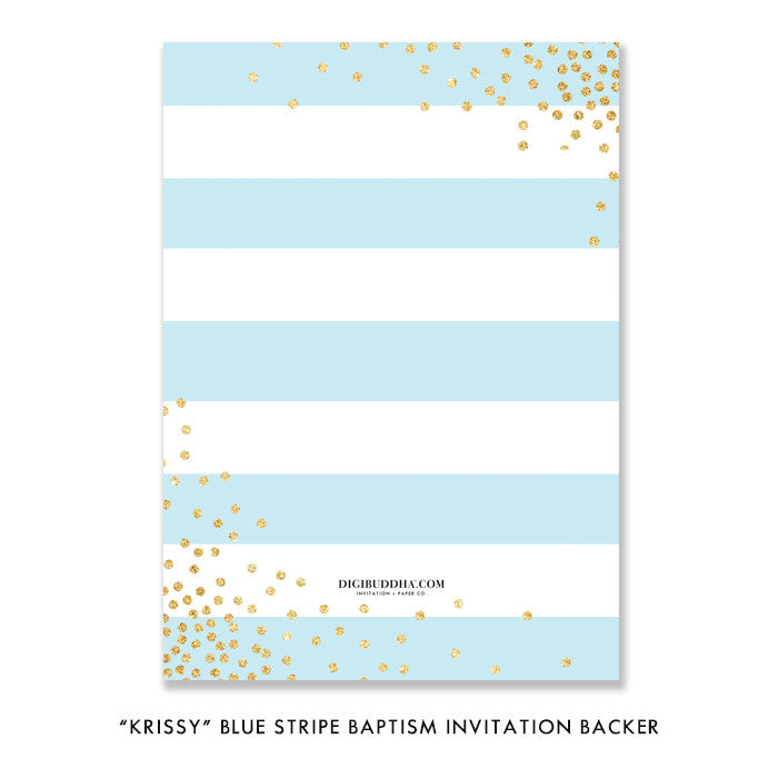 "Krissy" Blue Stripe Baptism Invitation