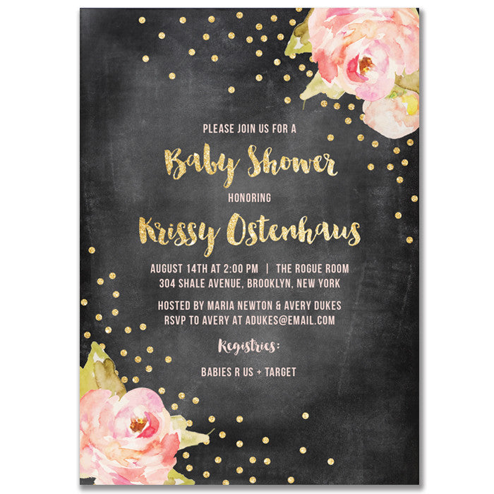 "Krissy" Chalkboard Baby Shower Invitation