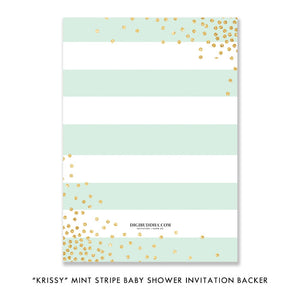 "Krissy" Mint Stripe Baby Shower Invitation