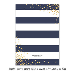 "Krissy" Navy Stripe Baby Shower Invitation