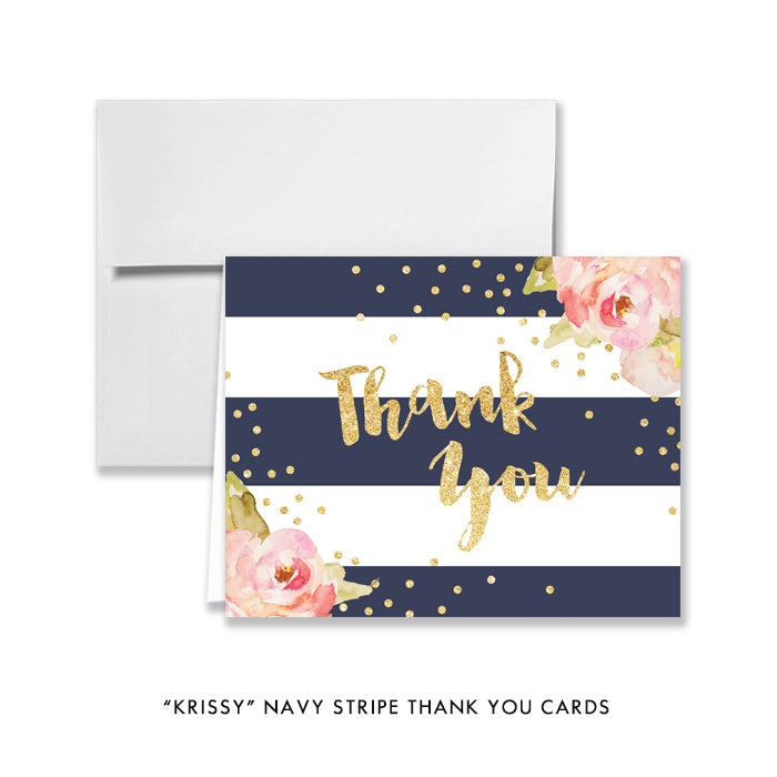 "Krissy" Navy Stripe Thank You Card