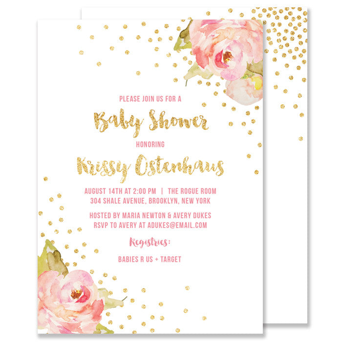 "Krissy" White Baby Shower Invitation