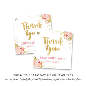 "Krissy" White Baby Shower Invitation