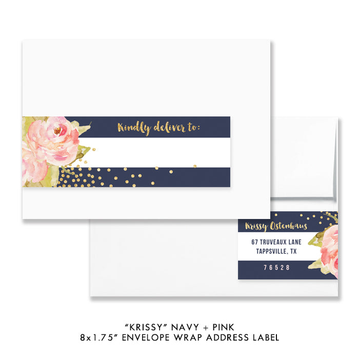 "Krissy" Navy Stripe Envelope Wrap Address Labels