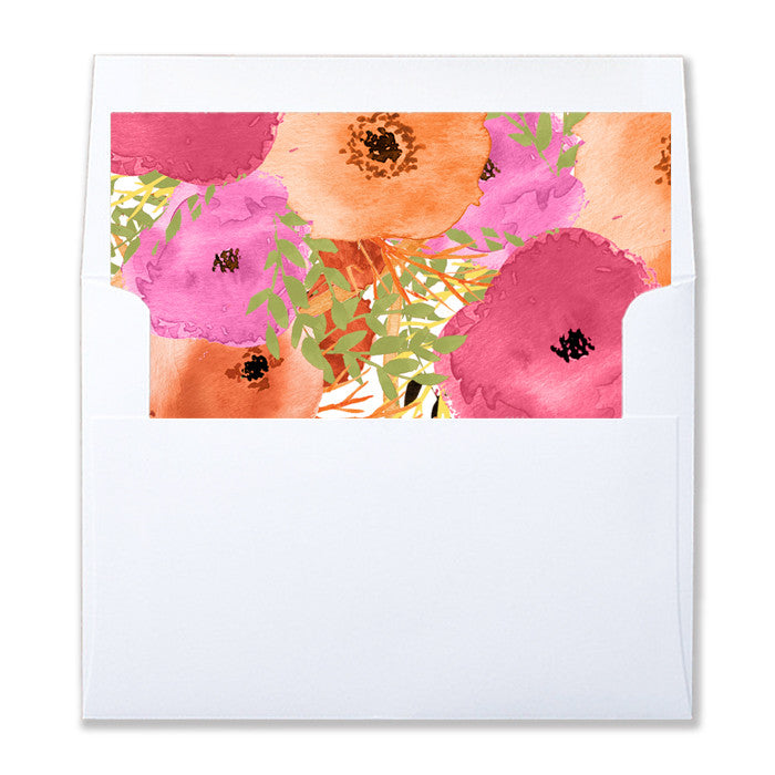 "Mady" Coral Floral Envelope Liners