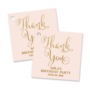 "Mila" Blush + Gold Birthday Party Favor Tags
