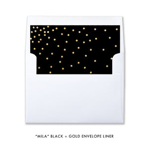 Black + gold glitter confetti "Mila" envelope liner | digibuddha.com