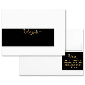 "Mila" Black + Gold Envelope Wrap Address Labels
