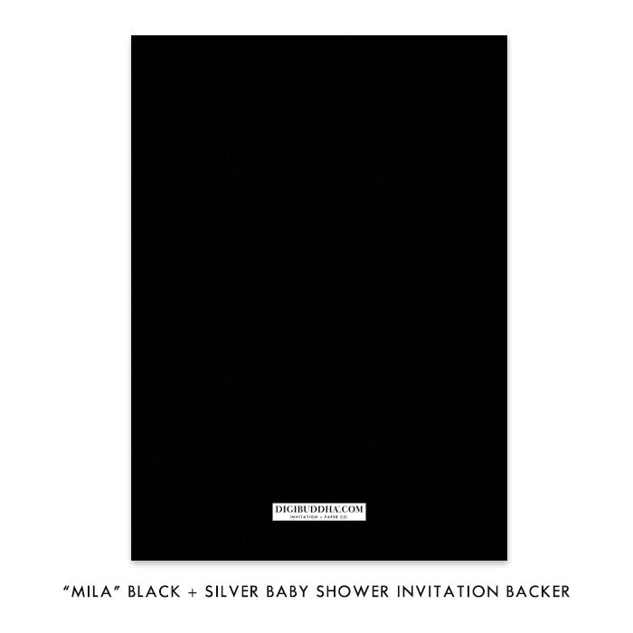 "Mila" Black + Silver Glitter Baby Shower Invitation
