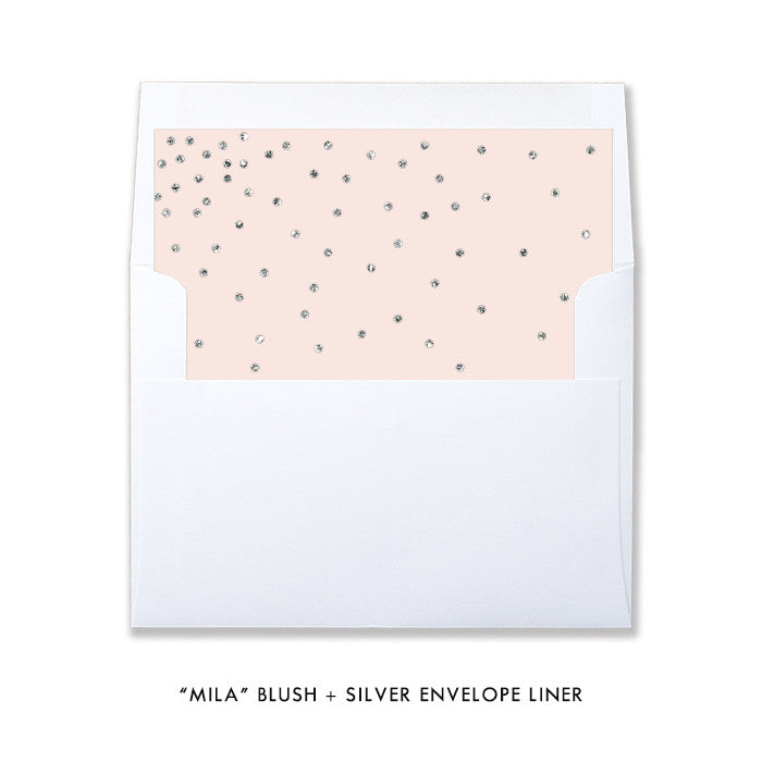 "Mila" Blush Stripe + Silver Glitter Baby Shower Invitation