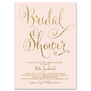 Blush Pink and Gold Bridal Shower Invitations | Mila