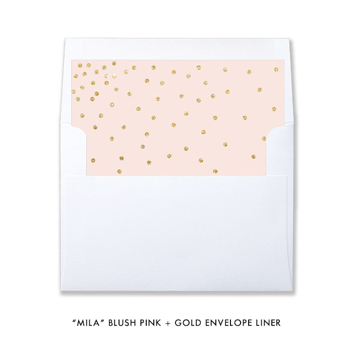 Blush pink and gold glitter look "Mila" envelope liner | digibuddha.com