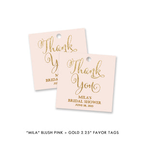 blush pink and gold glitter look "Mila" favor tags available at digibuddha.com
