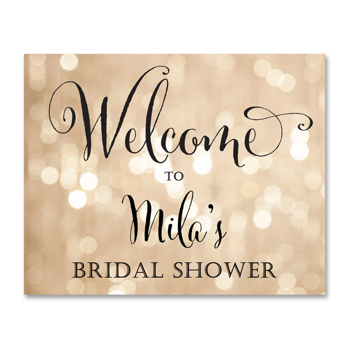 "Mila" Champagne Bokeh Bridal Shower Welcome Sign