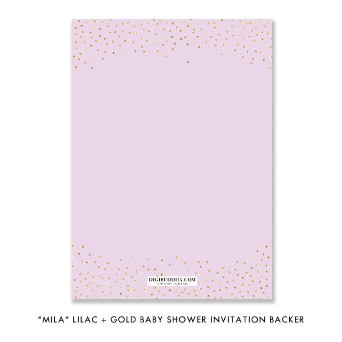 "Mila" Lilac + Gold Glitter Baby Shower Invitation