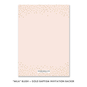 "Mila" Blush + Gold Glitter Christening Invitation