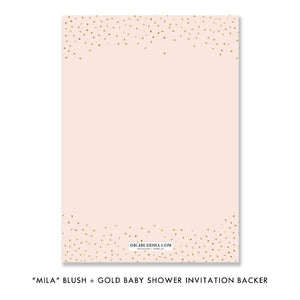 "Mila" Blush + Gold Glitter Baby Shower Invitation