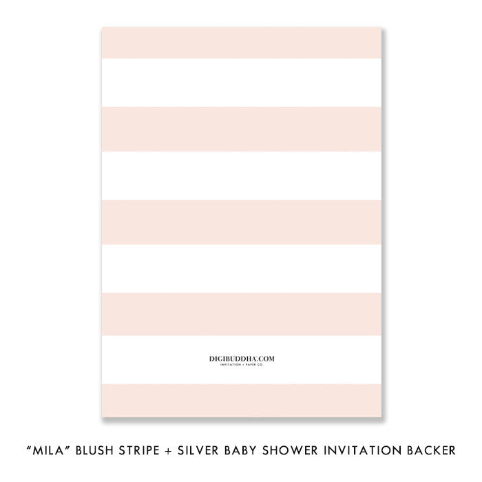 "Mila" Blush Stripe + Silver Glitter Baby Shower Invitation