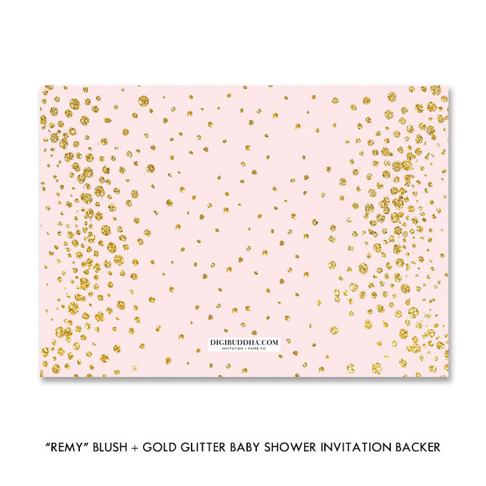 "Remy" Blush + Gold Glitter Baby Shower Invitation