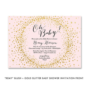 "Remy" Blush + Gold Glitter Baby Shower Invitation