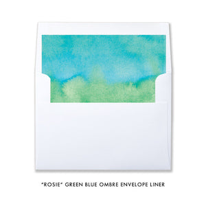 "Rosie" Green Blue Ombre Baby Shower Invitation