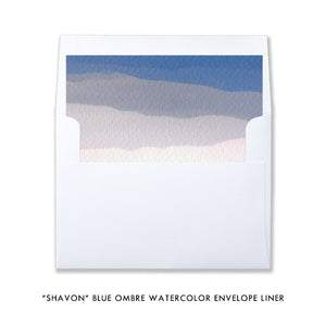 Boho blue ombre watercolor "Shavon" envelope liner | digibuddha.com