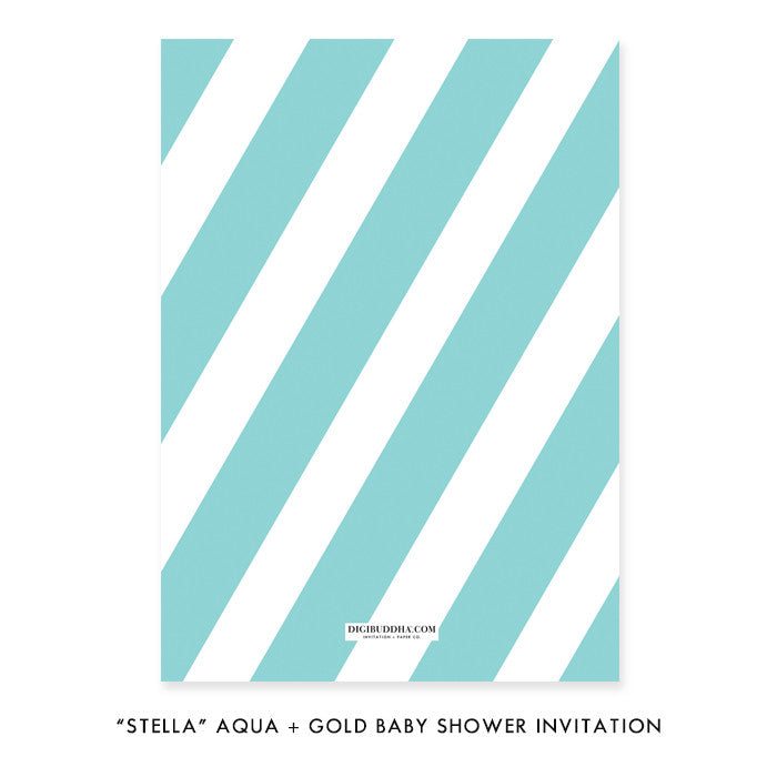 "Stella" Aqua + Gold Glitter Baby Shower Invitation