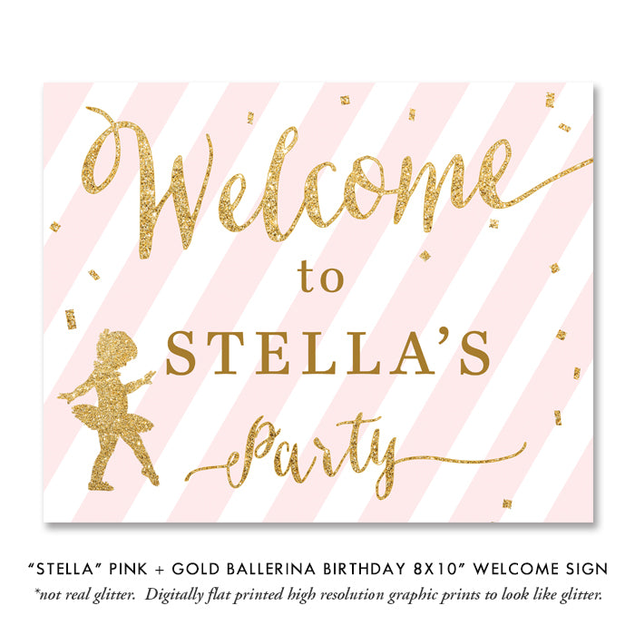 "Stella" Blush + Gold Glitter Kids Birthday Party Invitation