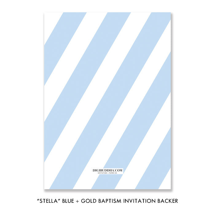 "Stella" Blue + Gold Baptism Invitation