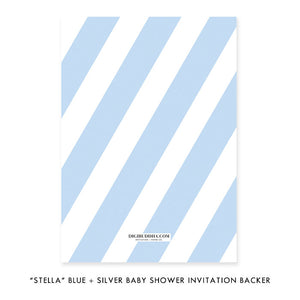 "Stella" Blue + Silver Glitter Baby Shower Invitation