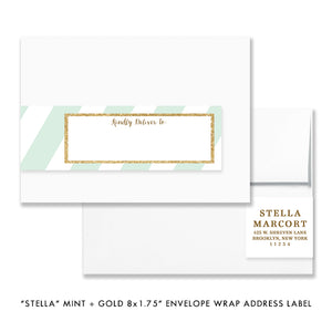 "Stella" Mint + Gold Glitter Baby Shower Invitation