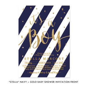 "Stella" Navy + Gold Glitter Baby Shower Invitation