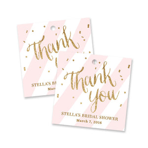 Blush pink + gold glitter "Stella" bridal shower favor tags | digibuddha.com