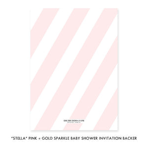 "Stella" Pink + Gold Sparkle Baby Shower Invitation