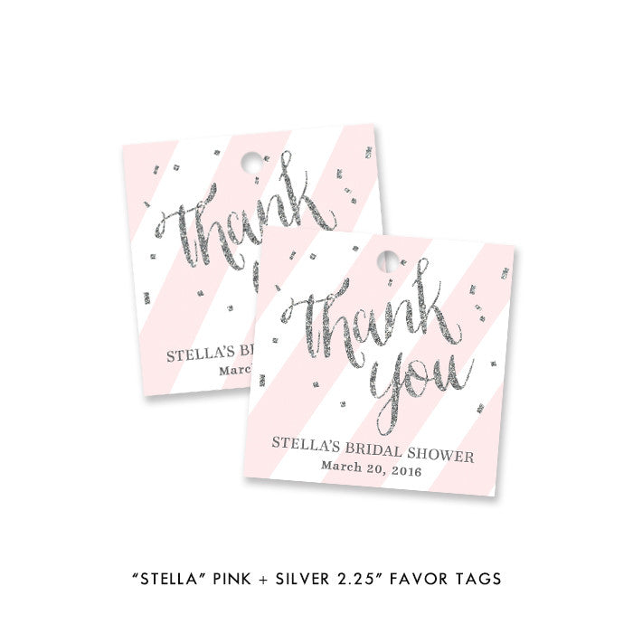 blush pink & silver glitter "Stella" favor tags | digibuddha.com