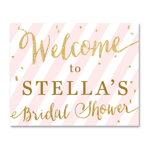 "Stella" Pink + Gold Glitter Bridal Shower Welcome Sign