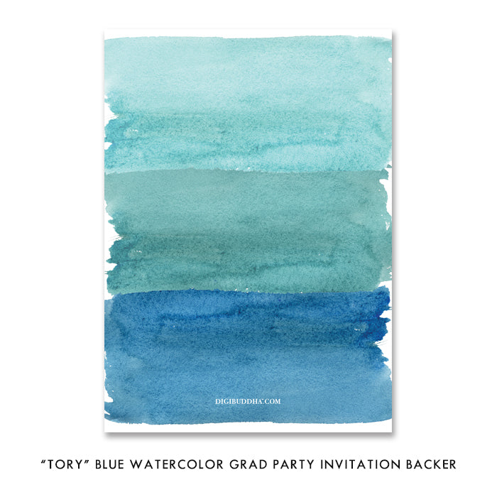 "Tory" Turquoise Watercolor Graduation Party Invitation
