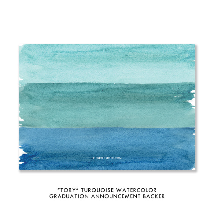 "Tory" Turquoise Watercolor Graduation Announcement