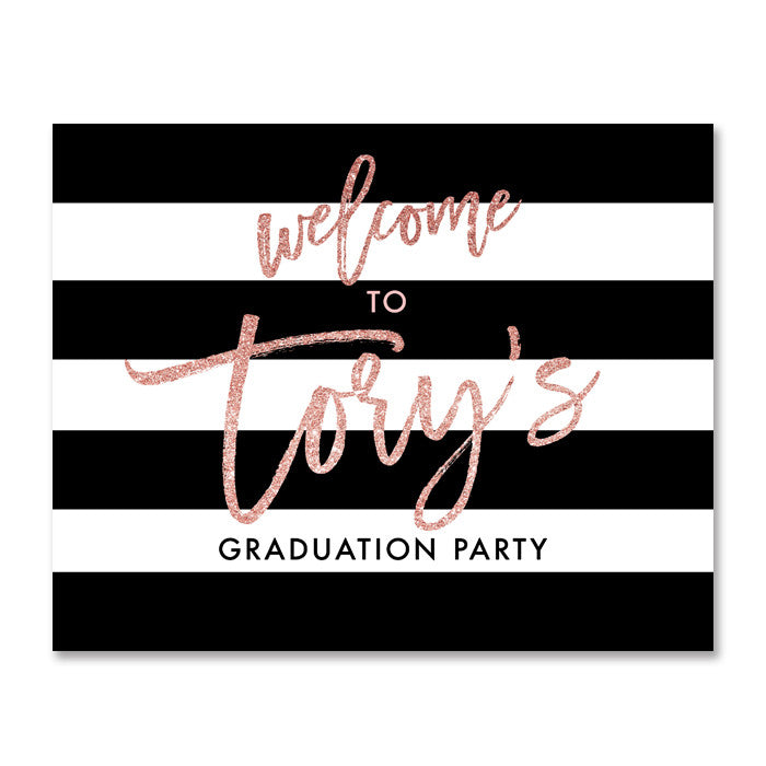 "Tory" Blush Glitter Graduation Party Welcome Sign