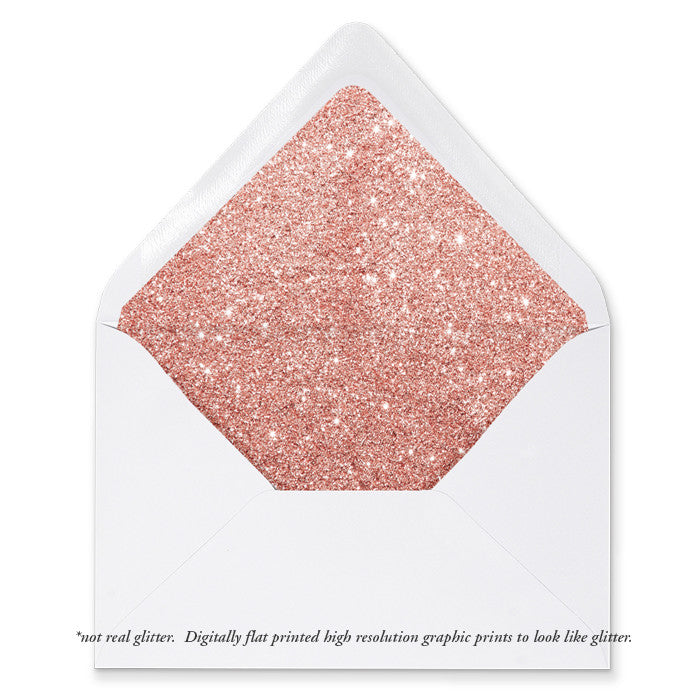 "Tory" Rose Gold Blush Glitter Envelope Liners
