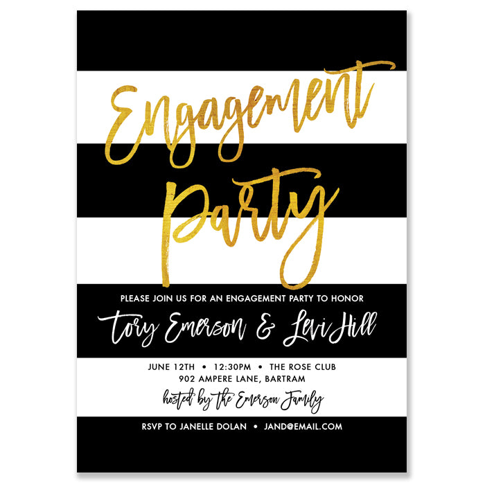 Black & Gold Engagement Party Invitation