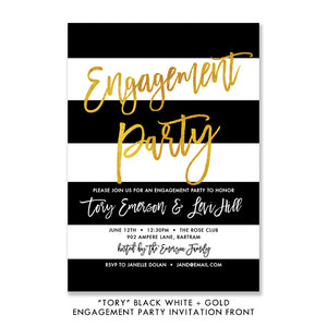 Black & Gold Engagement Party Invitation