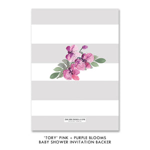 "Tory" Pink + Purple Blooms Baby Shower Invitation