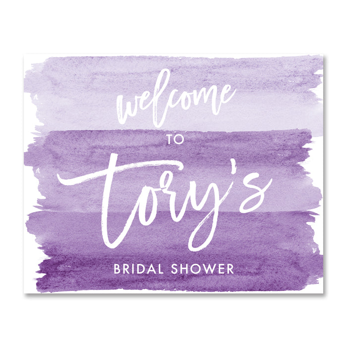 "Tory" Purple Watercolor Bridal Shower Welcome Sign